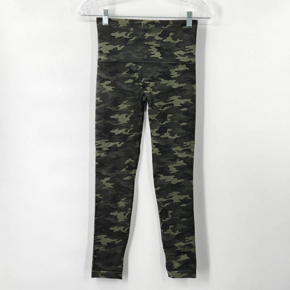 Spanx Look At Me Now Leggings Camo Women's Medium Green Nylon Blend - Picture 1 of 4
